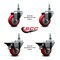 Service Caster 3 Inch Red Polyurethane 12 Inch Threaded Stem Caster Set 2 Brakes SCC SCC-TS20S314-PPUB-RED-121315-2-PLB-2 - alternate 3
